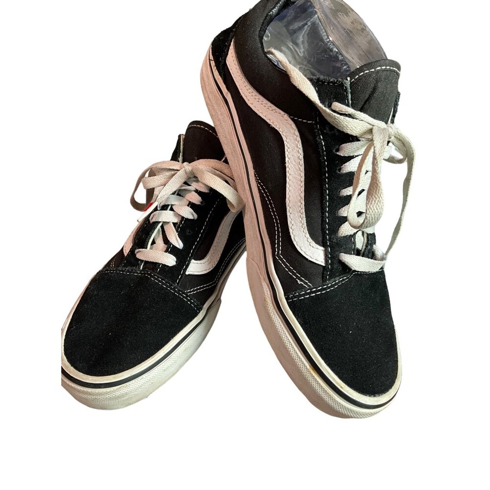 Vans Old Skool Black & White Canvas Suede Skate Shoes Mens 8 Womens 9.5